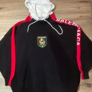 Balenciaga Cotton Wool Pullover Hooded Sweatshirt